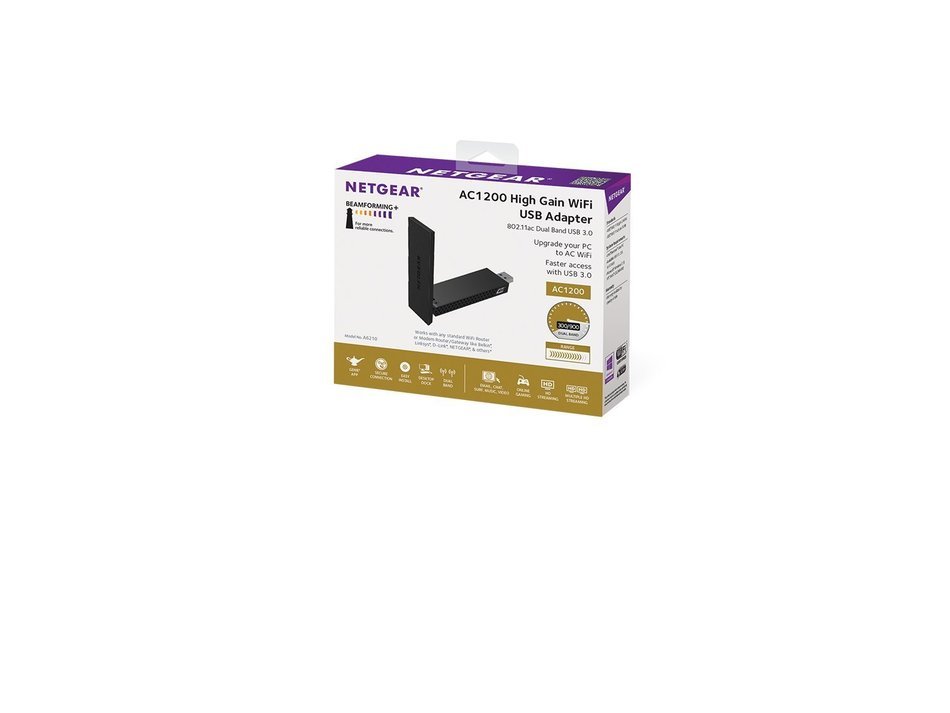 NETGEAR AC1200 WiFi USB 2.0 Adapter - AC Dual Band (A6200-100PAS) N12