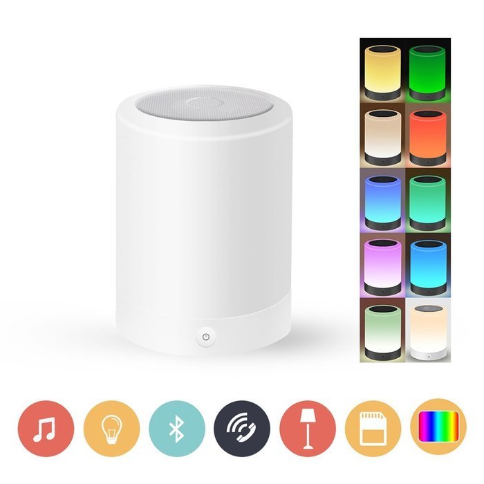 Simpome Wireless LED Bluetooth Speakers,Dimmable Night Light with Bluetooth 4.0 Speaker, Smart Touch LED Mood...