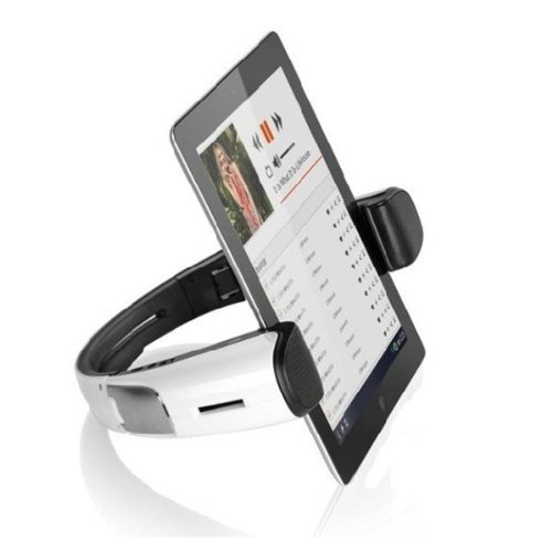 6W Bluetooth NFC Microphone Speaker Stand Holder For iPad Tablet Color White
