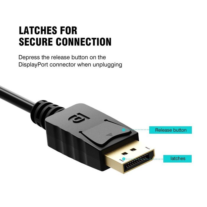 Cablor Gold Plated DP1.2 DisplayPort to HDMI Cable,1080P Full HD Video,Black Color 6ft/1.8M N3