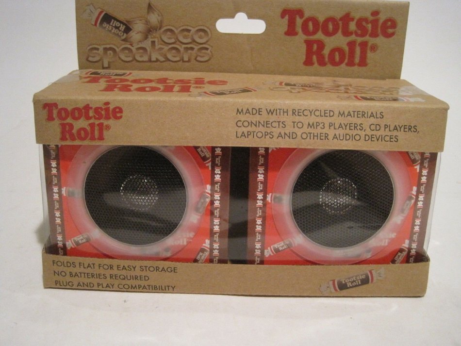 TopOne Tootsie Roll Eco Speakers Orange Made with Recycled Materials New in Box