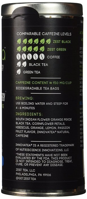 Energy Tea - High Caffeine Blue Lady Black Tea - 150 Mg Of Caffeine Per Bag (16 Tea Sachets) N2