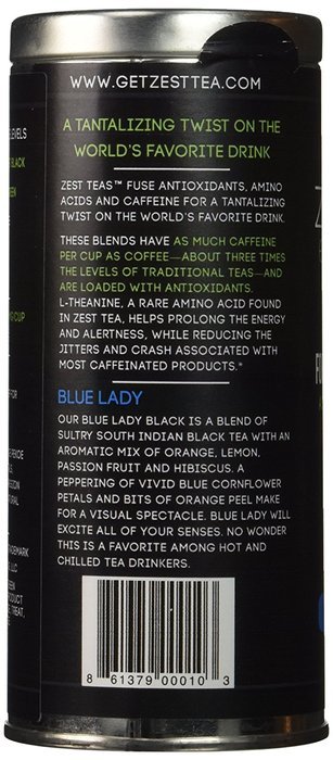Energy Tea - High Caffeine Blue Lady Black Tea - 150 Mg Of Caffeine Per Bag (16 Tea Sachets) N3