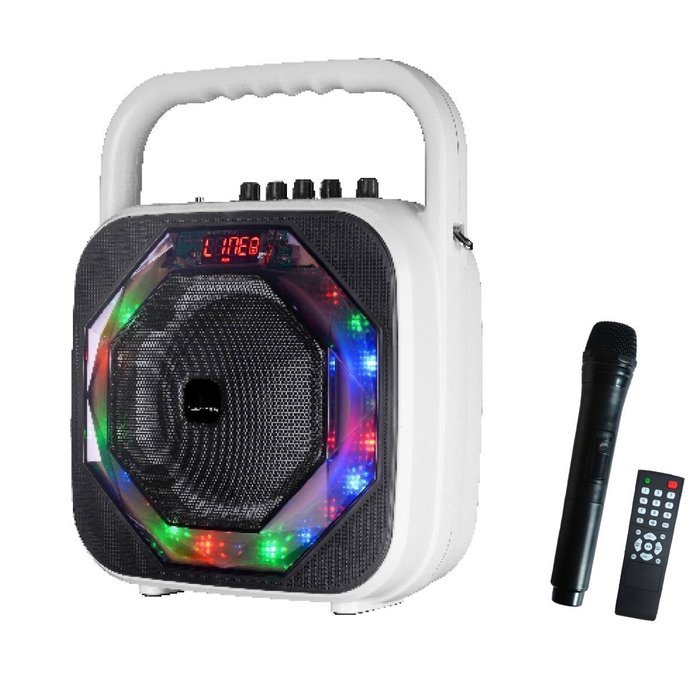 Audster AUD-D500WH Portable Rechargeable 500W Speaker with Disco Lights (White)