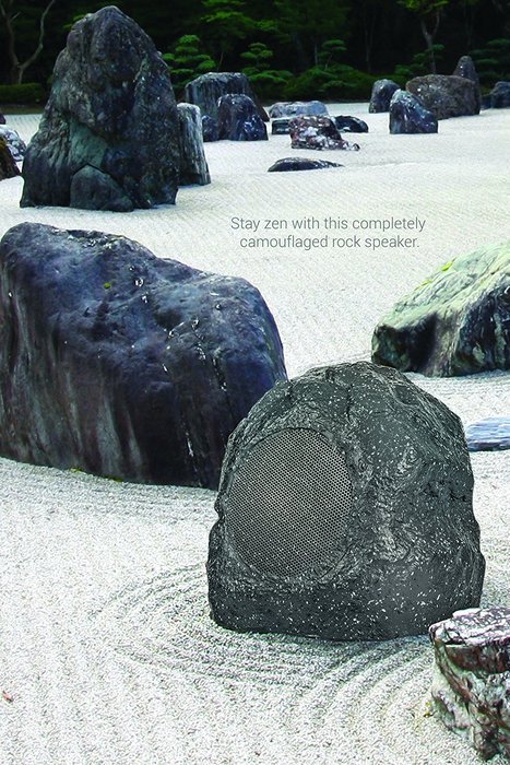 Sharper Image SBT625GY Outdoor Rock Speaker, Bluetooth Wireless, Waterproof Design, Rechargeable & Portable N2