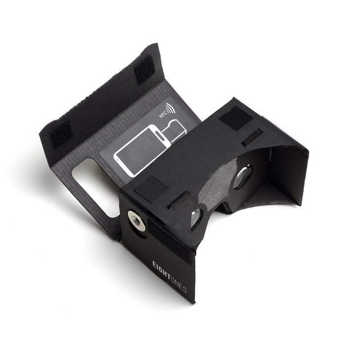 EightOnes VR Google Cardboard Kit with Head Strap and NFC (Jet Black) N6