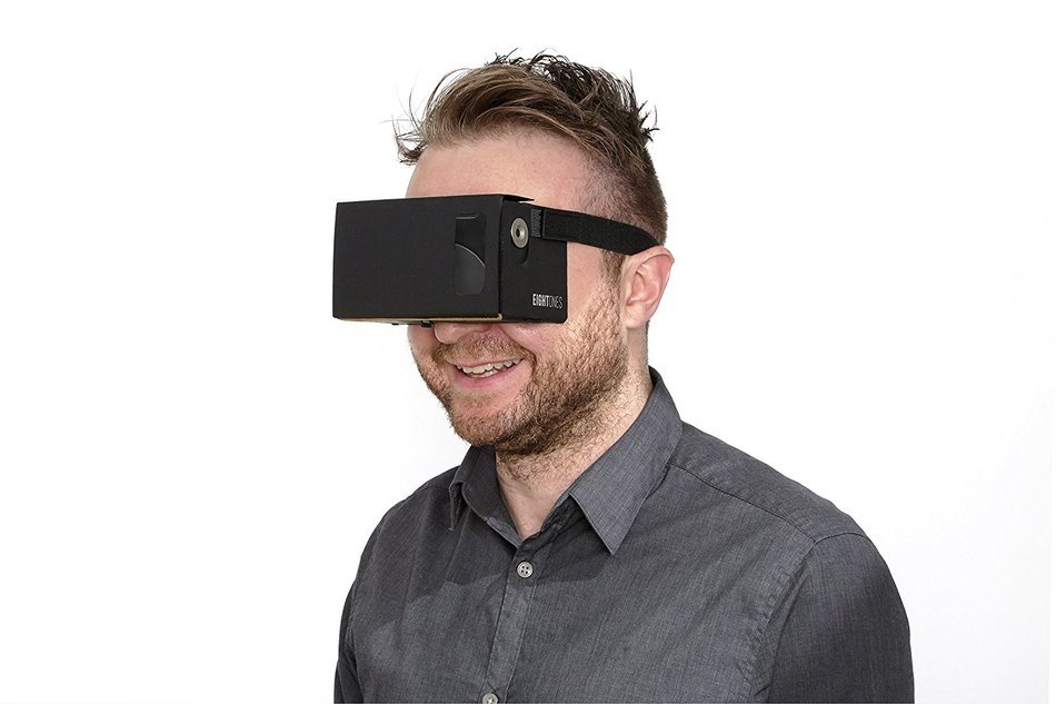 EightOnes VR Google Cardboard Kit with Head Strap and NFC (Jet Black) N7