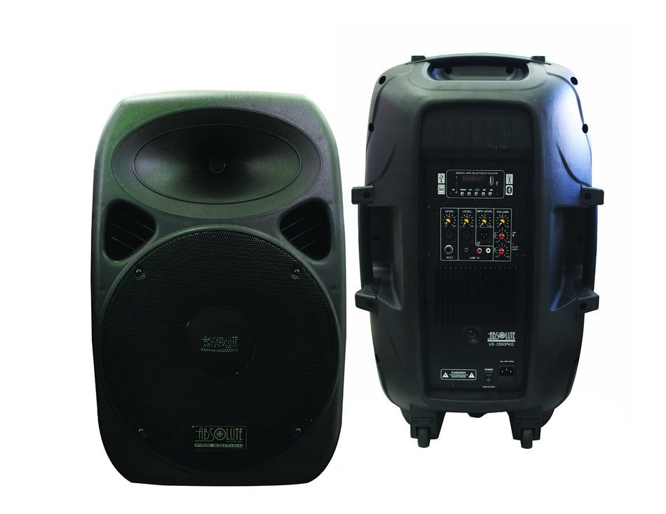 Absolute USA US2500 2-Way 15" 3500W Speaker Built-In Bluetooth with Wire Microphone & Speaker Stand N3