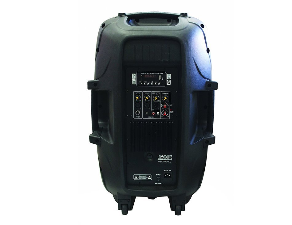 Absolute USA US2500 2-Way 15" 3500W Speaker Built-In Bluetooth with Wire Microphone & Speaker Stand N4