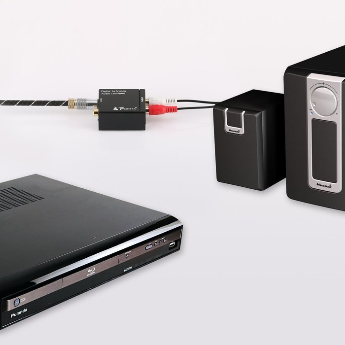 Portta PETDTAP Digital Coaxial Toslink to Analog (L/R) Audio Converter N5