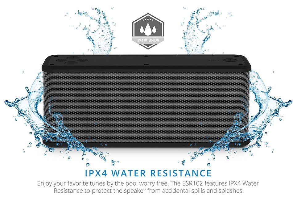 Ematic ESR102 RuggedLife Water Resistant Bluetooth Speaker & Portable Charger for iPhone, iPad, Android & more N2