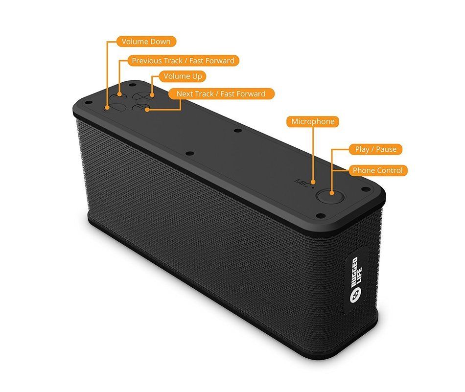 Ematic ESR102 RuggedLife Water Resistant Bluetooth Speaker & Portable Charger for iPhone, iPad, Android & more N5