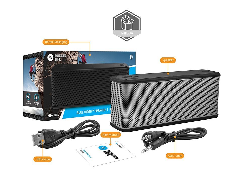 Ematic ESR102 RuggedLife Water Resistant Bluetooth Speaker & Portable Charger for iPhone, iPad, Android & more N6
