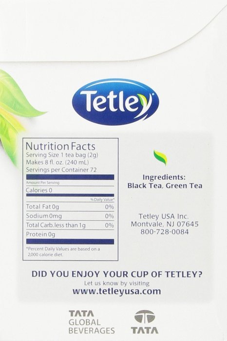 Tetley Tea Bags, Black and Green, 72 Count N2