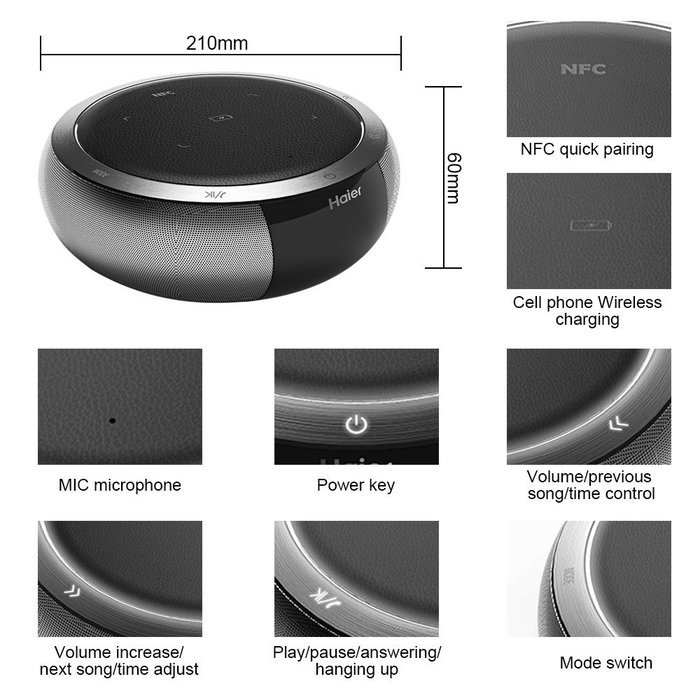 Haier Bluetooth 4.0 Speakers, Hifi Speaker with 5W Enhanced Bass, Dual Channel Stereo,Wireless Charger PowerPort... N6