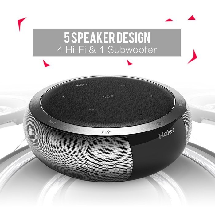 Haier Bluetooth 4.0 Speakers, Hifi Speaker with 5W Enhanced Bass, Dual Channel Stereo,Wireless Charger PowerPort... N8