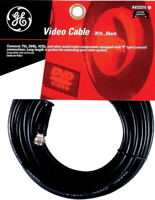 GE 23210 Video Cable 25-Ft RG59 Coax with F Plugs Each End, Black N2