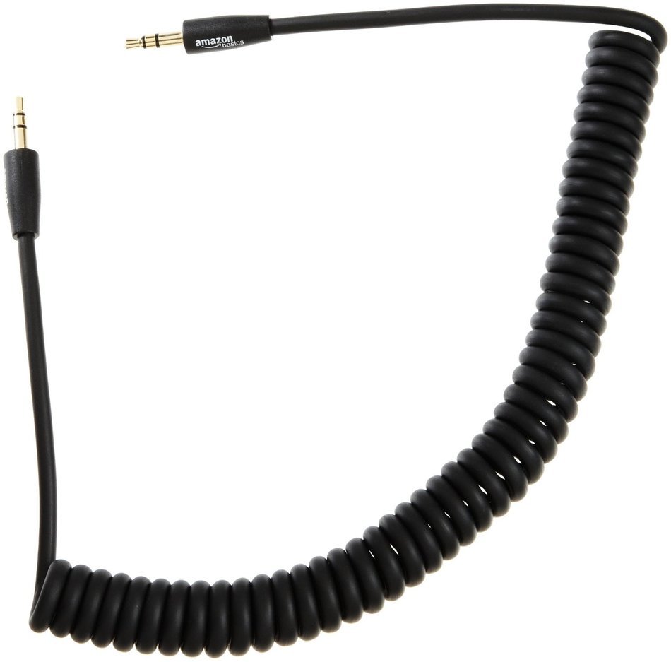 AmazonBasics 3.5 mm Coiled Stereo Audio Cable - 6.5 feet (2 Meters) Stretched Length