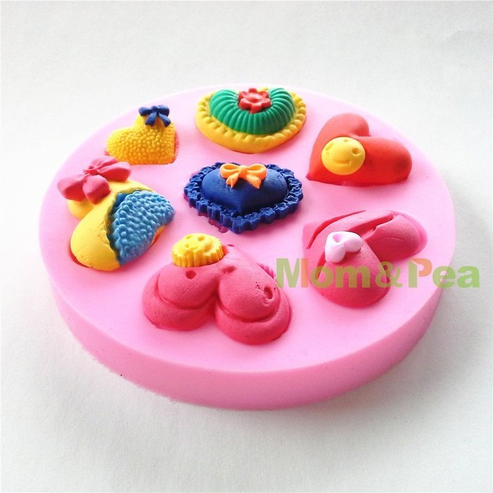 Mom&pea 0601 Hearts Shaped Silicone Mould for Fondant Cake Sugar Paste Cake Decoration 3d Cake Toppers Mold 9.9... N2