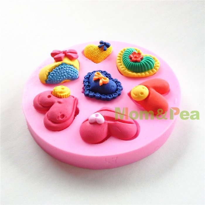 Mom&pea 0601 Hearts Shaped Silicone Mould for Fondant Cake Sugar Paste Cake Decoration 3d Cake Toppers Mold 9.9... N3