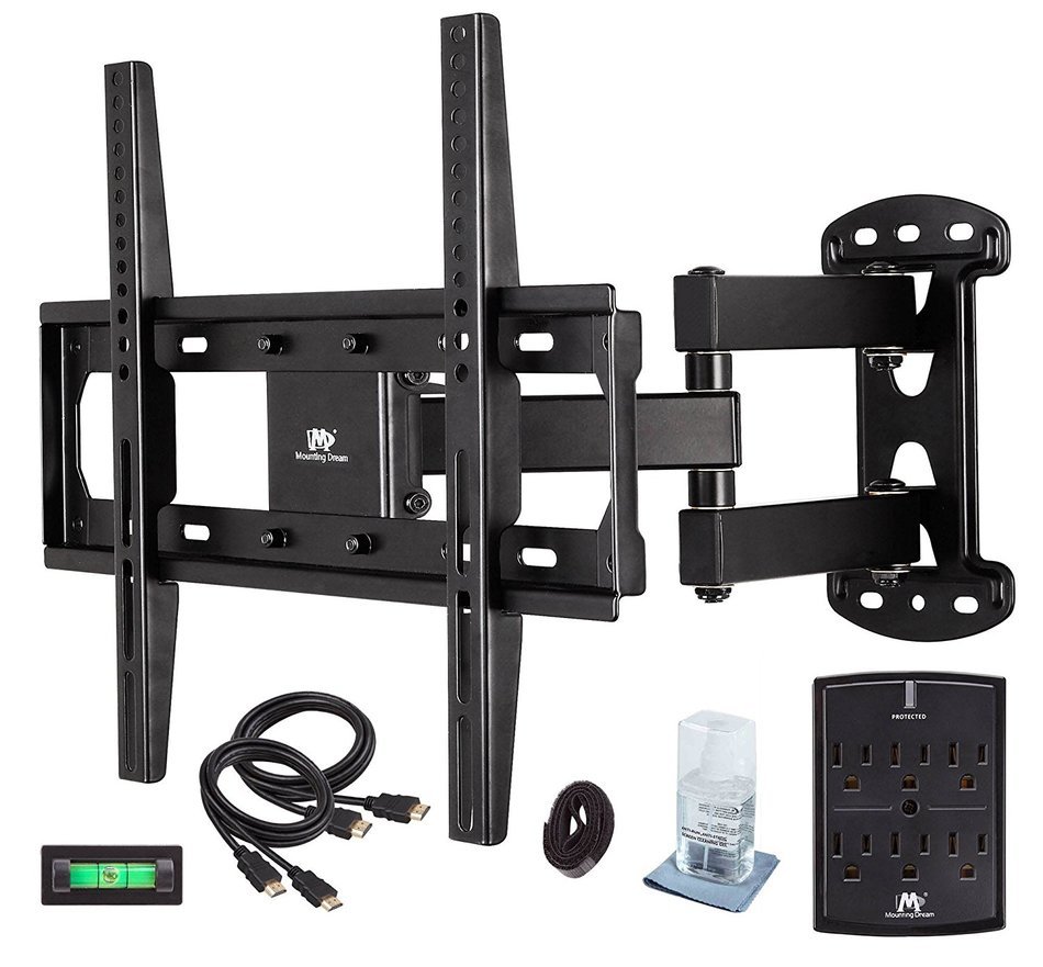 Mounting Dream MD2377-KT TV Wall Mount Bracket Kit with Surge Protector, 2 HDMI Cables, Magnetic Bubble Level...