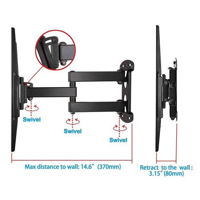 Mounting Dream MD2377-KT TV Wall Mount Bracket Kit with Surge Protector, 2 HDMI Cables, Magnetic Bubble Level... N4
