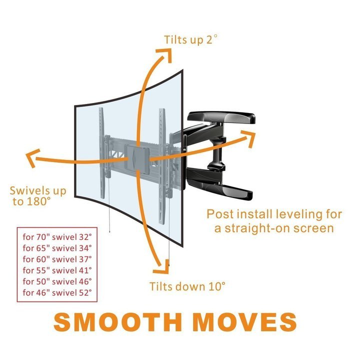 Loctek R2 For Both Flat Panel And Curved Panel UHD HD TV Wall Mount Bracket Articulating Arm Swivel & Tilt for... N9