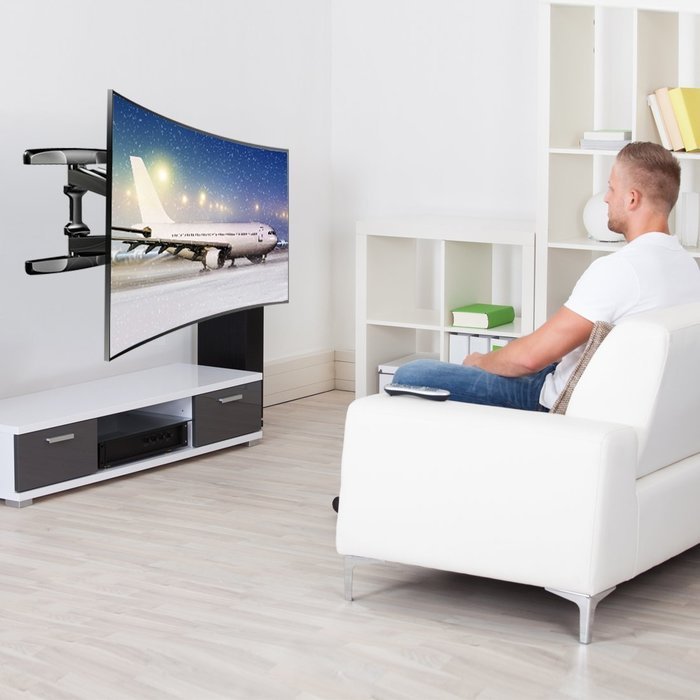 Loctek R2 For Both Flat Panel And Curved Panel UHD HD TV Wall Mount Bracket Articulating Arm Swivel & Tilt for... N12