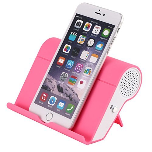 Mini Wireless Bluetooth Speaker Portable Double Channel Subwoofer Mobile Phone Stents Holder Color Pink