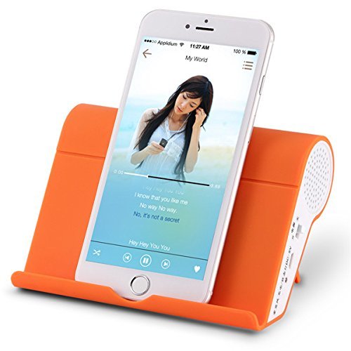 Mini Wireless Bluetooth Speaker Portable Double Channel Subwoofer Mobile Phone Stents Holder Color Pink N4