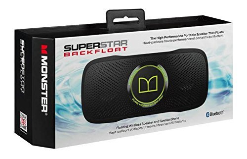 SuperStar BackFloat High Definition Bluetooth Speakers - Black with Neon Green N6
