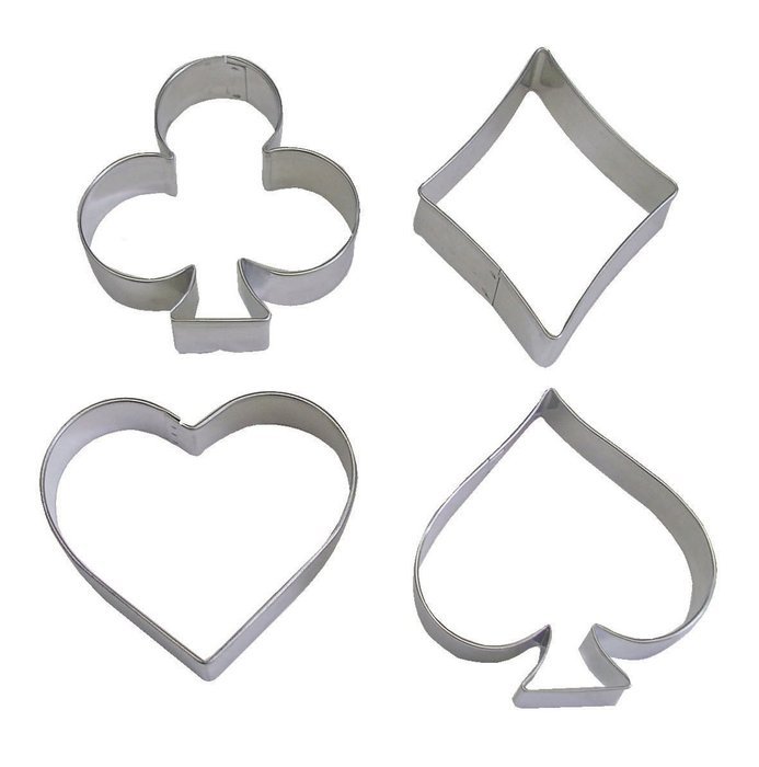 R & M Ace, Club, Diamond Heart Suit 4 Piece Cookie Cutter Set with Gift Box N2
