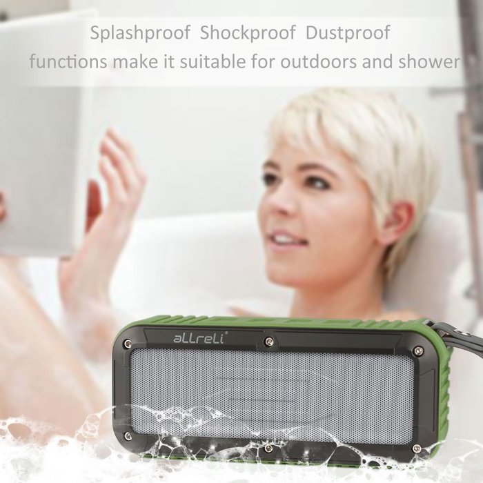 Powerful Outdoor and Shower Bluetooth Speaker, aLLreLi Portable Bluetooth 4.0 Speaker with 8 Hour Rechargeable...