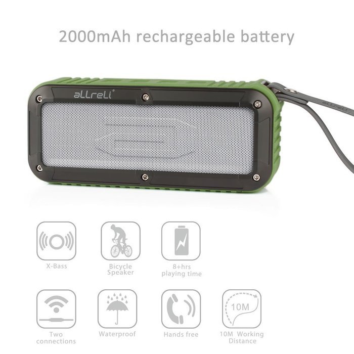 Powerful Outdoor and Shower Bluetooth Speaker, aLLreLi Portable Bluetooth 4.0 Speaker with 8 Hour Rechargeable... N3