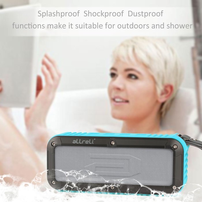 Powerful Outdoor and Shower Bluetooth Speaker, aLLreLi Portable Bluetooth 4.0 Speaker with 8 Hour Rechargeable... N9