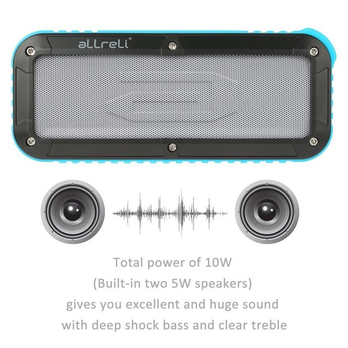 Powerful Outdoor and Shower Bluetooth Speaker, aLLreLi Portable Bluetooth 4.0 Speaker with 8 Hour Rechargeable... N10