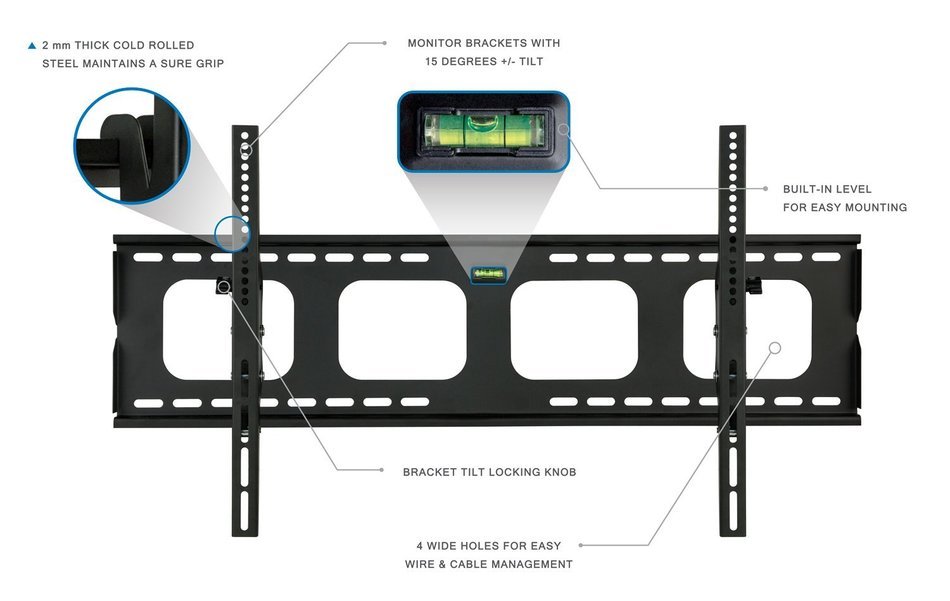 Mount-It! MI-303L Premium Tilting TV Wall Mount Bracket for 40 - 70 inch LCD, LED, or Plasma Flat Screen TV -... N3