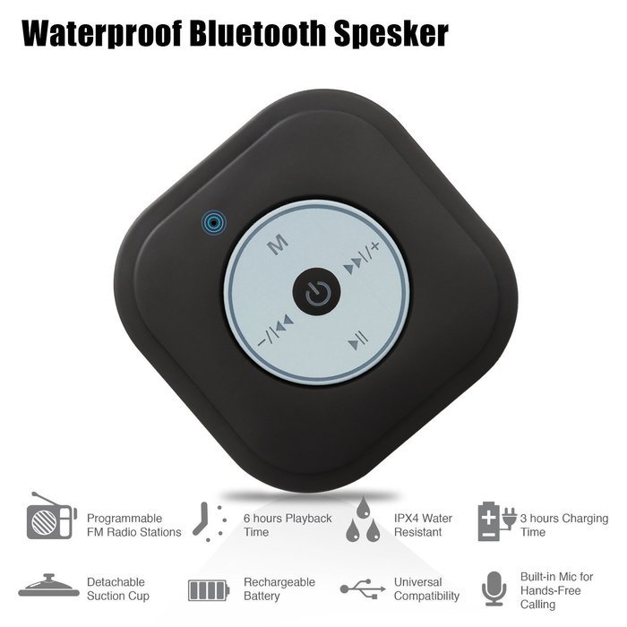 Qooltek Waterproof Bluetooth 3.0 Shower Speaker Wireless Mini Water Resistant Speaker, Handsfree Portable Speakerphone... N3