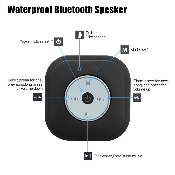 Qooltek Waterproof Bluetooth 3.0 Shower Speaker Wireless Mini Water Resistant Speaker, Handsfree Portable Speakerphone... N7