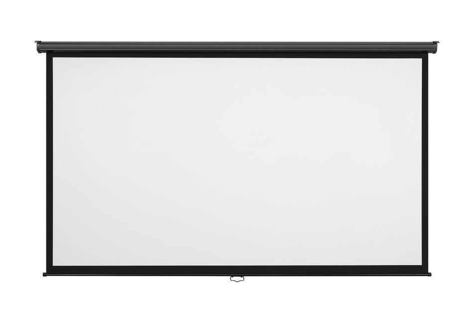 VonHaus 100-inch Widescreen Projector Screen (Manual Pull Down) &ndash; Home Theater/Cinema or Presentation Platform...