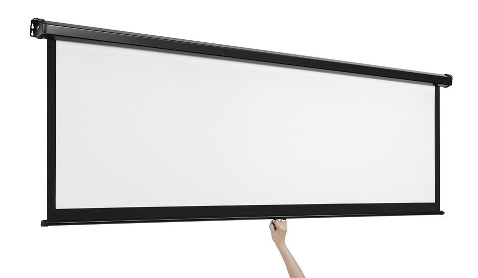 VonHaus 100-inch Widescreen Projector Screen (Manual Pull Down) &ndash; Home Theater/Cinema or Presentation Platform... N3