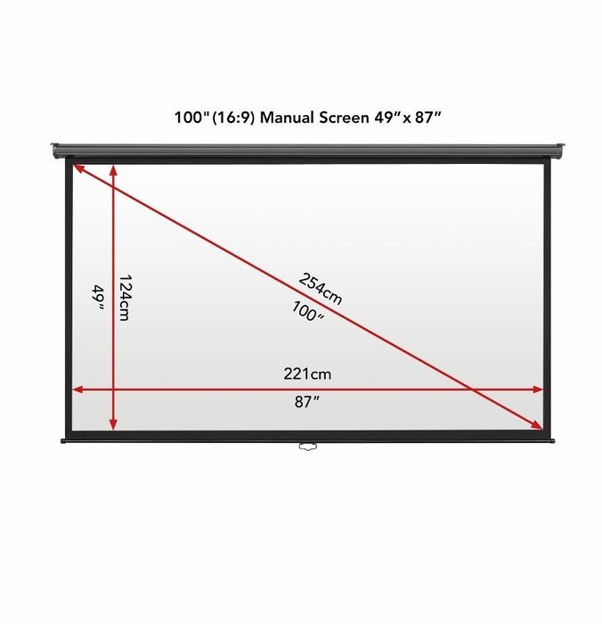 VonHaus 100-inch Widescreen Projector Screen (Manual Pull Down) &ndash; Home Theater/Cinema or Presentation Platform... N6