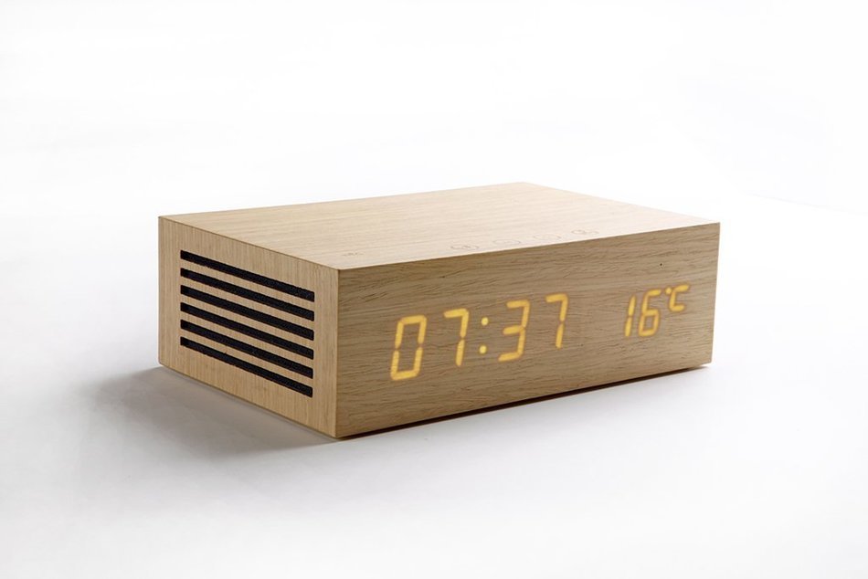 Homtime M9 Wooden Charging Station Dual Port Alarm Clock Bluetooth Speaker NFC Bluetooth Speakers for iPhone 5...