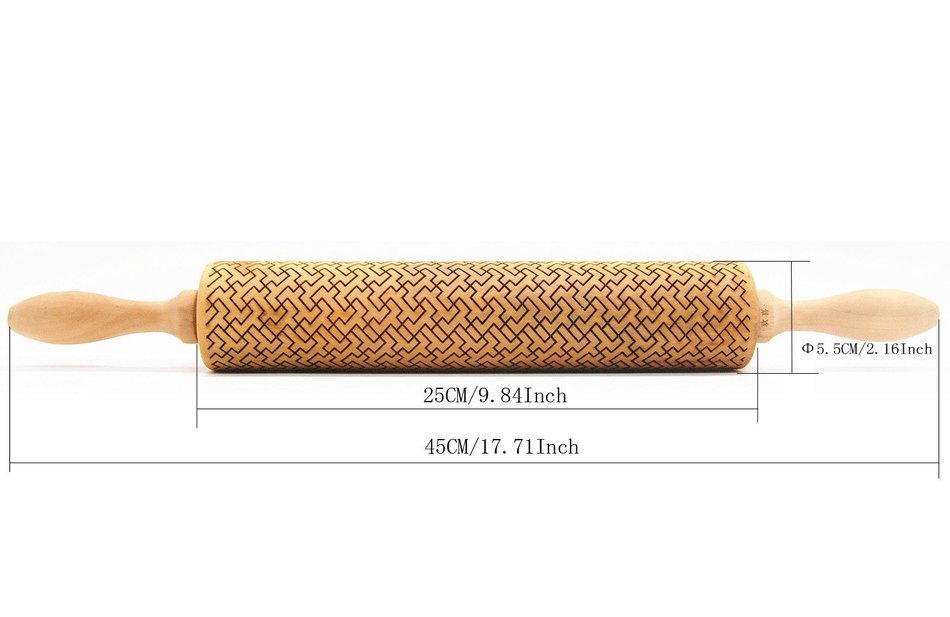 Wooden Laser Engraved Rolling Pin with Cats Pattern for Embossed Cookies N6