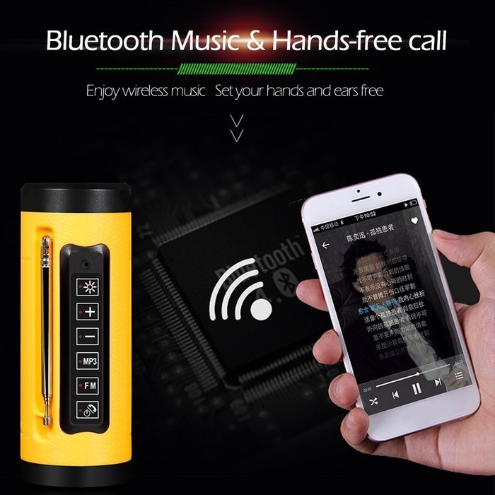 Docooler A12 Waterproof IPX5 Wireless Bluetooth Outdoor Speaker with Power Bank Flashlight FM MP3 USB AUX-IN Hands-free... N6