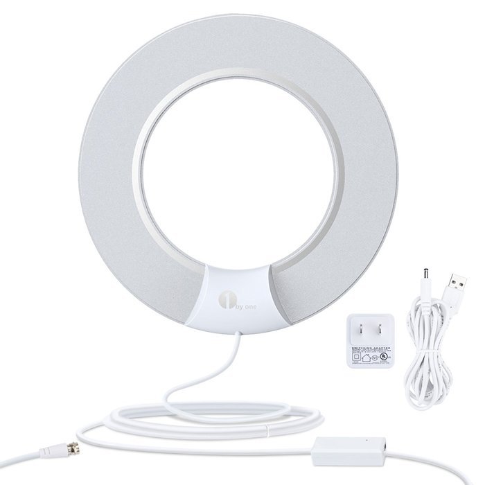 1byone 50 Miles Amplified HDTV Antenna Omni-directional TV Antenna with ...