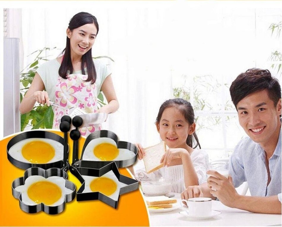 Elevin(TM) 4PC Thick Stainless Steel Omelette Mold Control Rice Omelette Mold Love N3