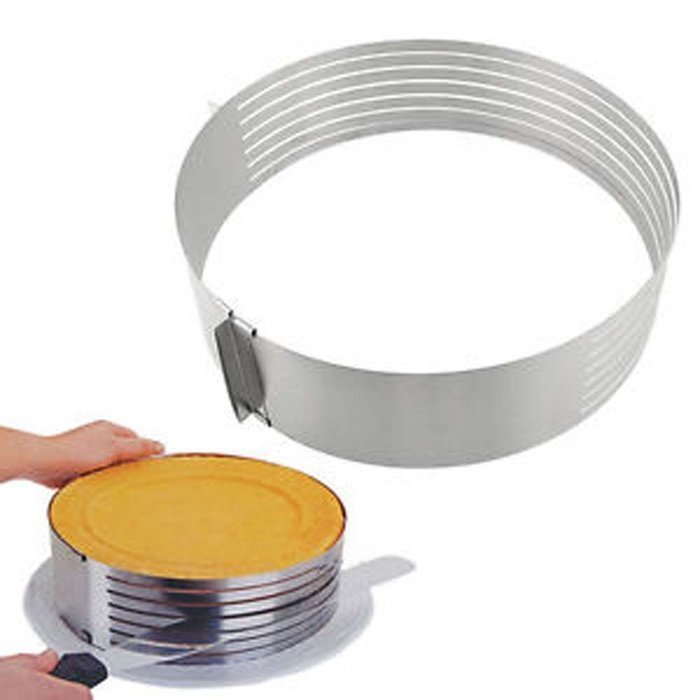 9.6"-12" Stainless Steel Layer Cake Slicer Kit Mousse Slicing Cake Setting Ring N2