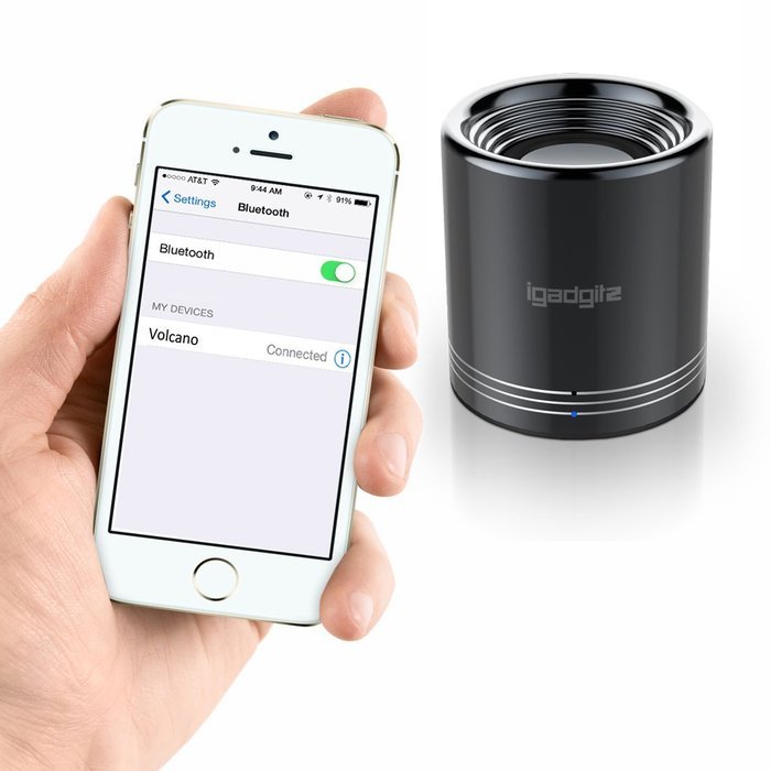 iGadgitz Al Series: 'Volcano' Portable Wireless Stereo Bluetooth Brushed Aluminium Travel Speaker (3W Power with... N2