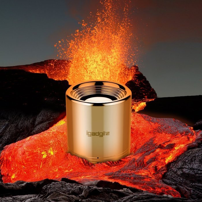 iGadgitz Al Series: 'Volcano' Portable Wireless Stereo Bluetooth Brushed Aluminium Travel Speaker (3W Power with... N10